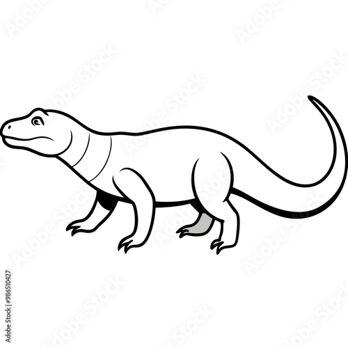 Vector Art of a Strolling Komodo Dragon