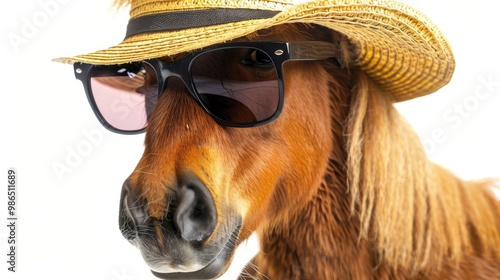 Cool Horse in Sunglasses and Sun Hat - Perfect for Fun and Quirky Themes photo