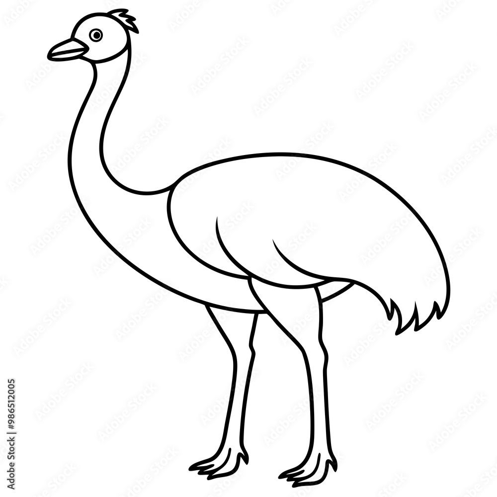 Graceful Emu Tall and Sleek Vector Design Graceful Emu Tall and Sleek Vector Design