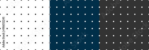 Seamless dot pattern vintage geometric texture in 3 polka possible variations. Vector prints in flat style