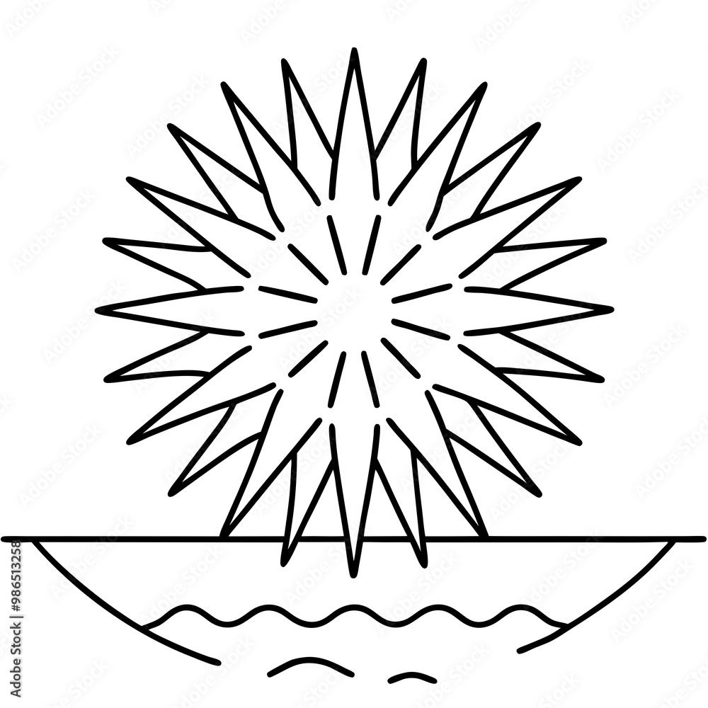 Elegant Line Art Sea Urchin on Ocean Floor