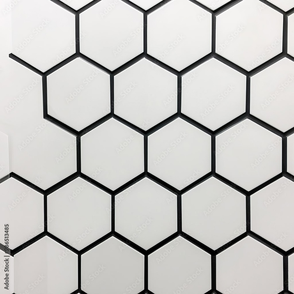 Hexagonal white tiles with black grout in a minimalist shower, minimalist bathroom tiles, modern contrast Hexagonal white tiles with black grout in a minimalist shower, minimalist bathroom tiles, modern contrast