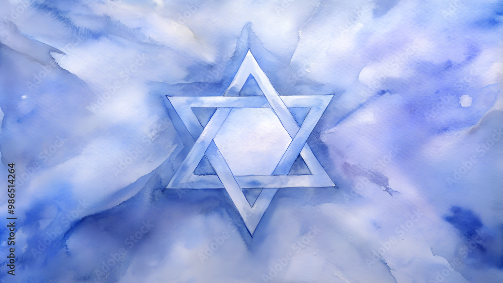 Watercolor star of David background in blue tones, artistic and spiritual representation
Watercolor star of David background in blue tones, artistic and spiritual representation