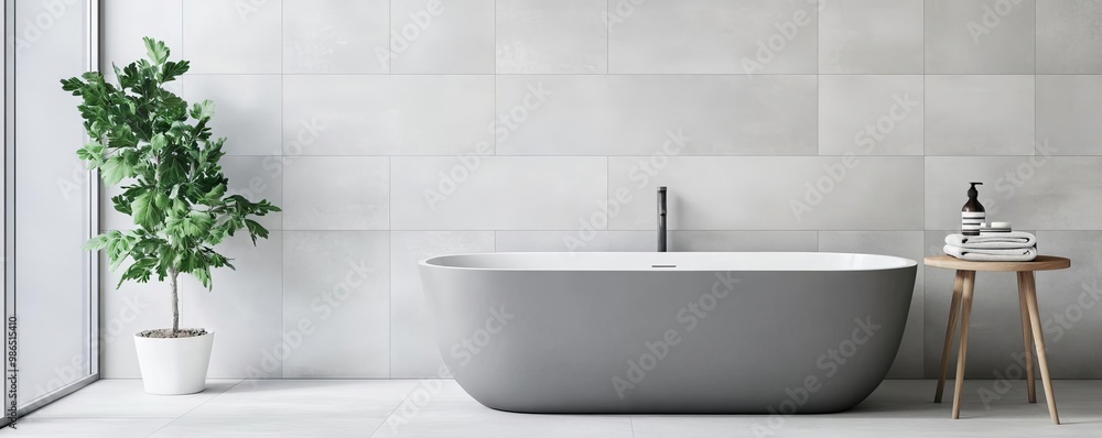 Light gray matte tiles with seamless edges in a minimalist bathroom, minimalist bathroom tiles, sleek and modern