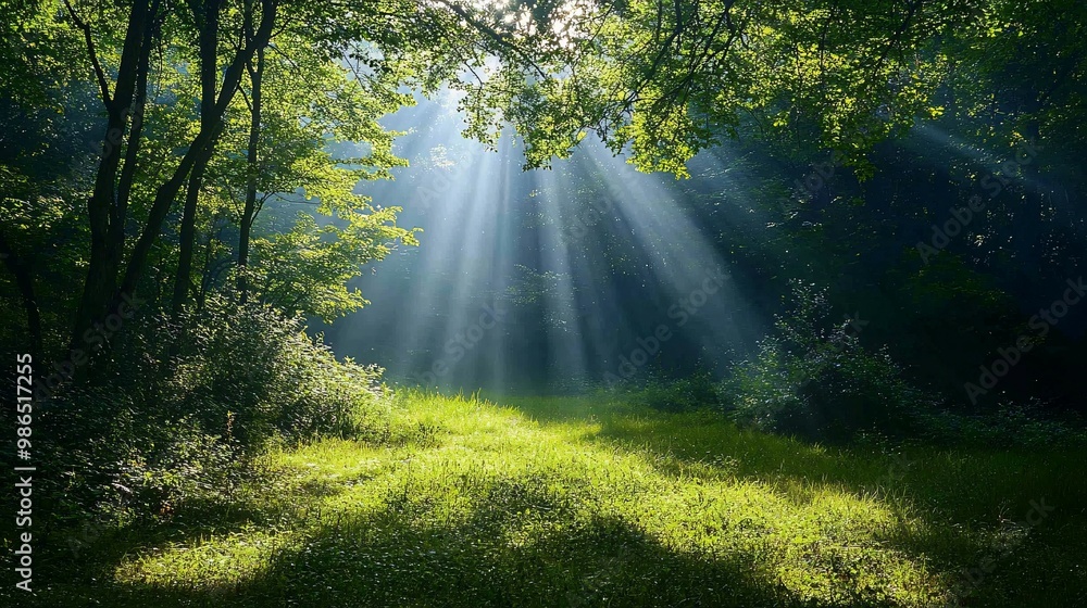 Sunbeams Illuminating a Forest Path Sunbeams Illuminating a Forest Path