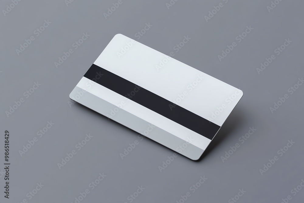 Blank White Credit Card with Black Magnetic Stripe on a Grey Background Blank White Credit Card with Black Magnetic Stripe on a Grey Background