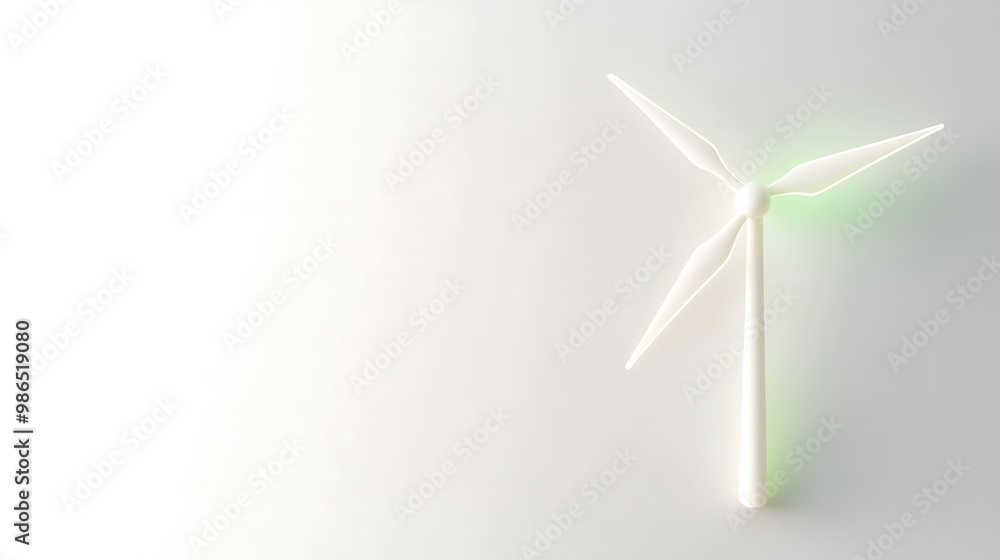 White Wind Turbine on a Light Gray Background White Wind Turbine on a Light Gray Background
