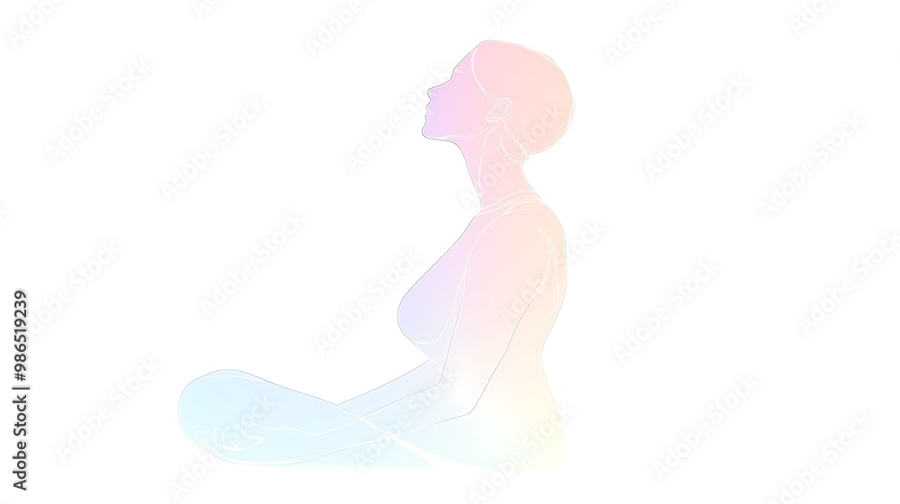 Outline of a Woman in a Meditative Pose with a Rainbow Gradient Outline of a Woman in a Meditative Pose with a Rainbow Gradient