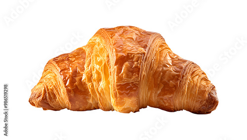 Croissant with a golden-brown and flaky crust on a transparent background photo