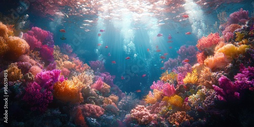Wallpaper Mural Hyper-Realistic Vibrant Coral Reef: A Breathtaking Underwater Symphony Torontodigital.ca