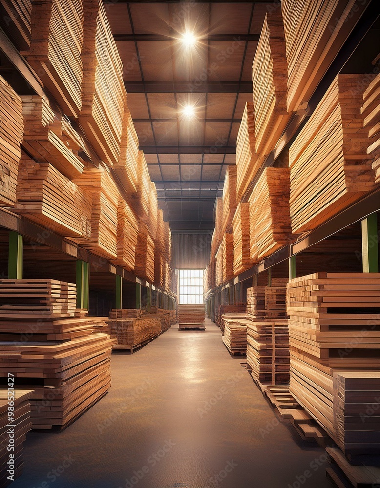 Obraz premium Warehouse of wooden boards