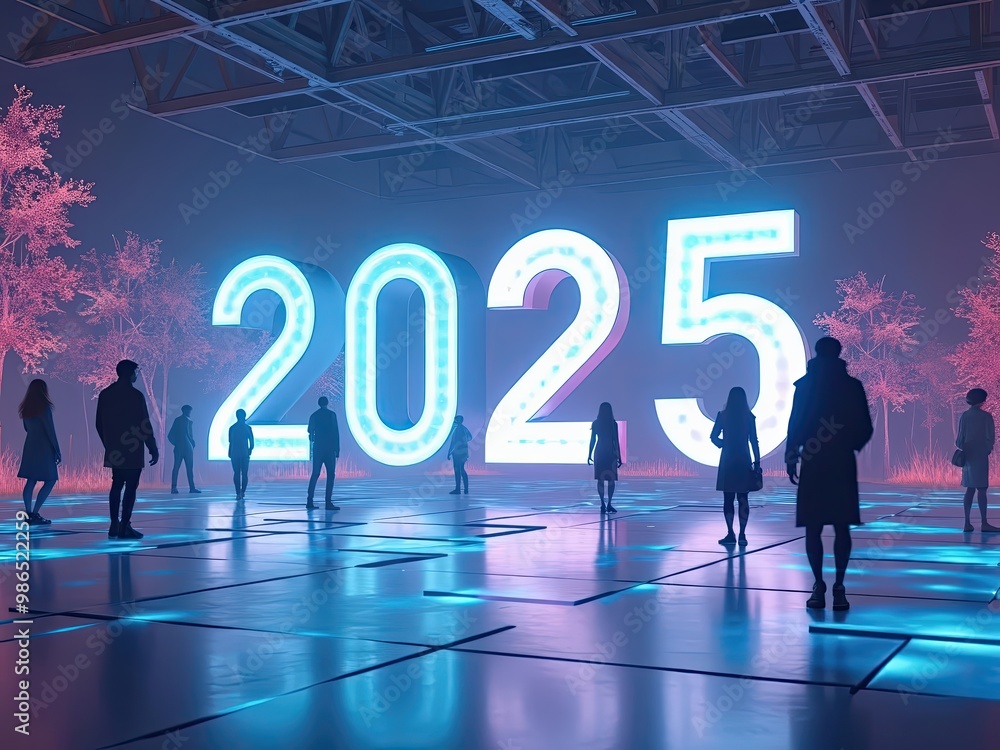 Futuristic scene with glowing Futuristic scene with glowing