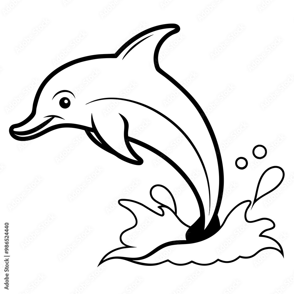 Fototapeta premium Dolphin Tail Splash Vector Art