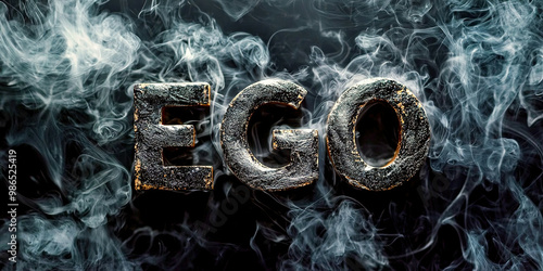 The word ego is in smoke photo