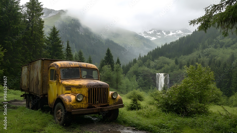 Old Truck Abandoned in the Middle of the Forest Covered with Vegetation, Photo Realistic, Standard Background, Wallpaper, Cover and Screen for Smartphone, PC, Laptop, 9:16 and 16:9 Format Old Truck Abandoned in the Middle of the Forest Covered with Vegetation, Photo Realistic, Standard Background, Wallpaper, Cover and Screen for Smartphone, PC, Laptop, 9:16 and 16:9 Format