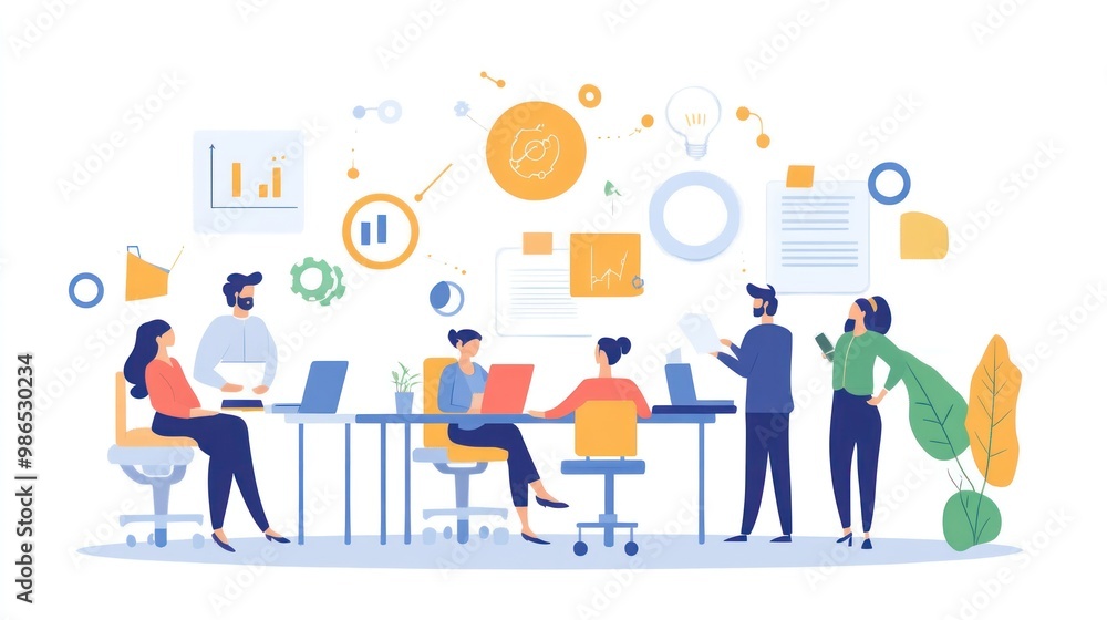 Close up view of creative business team brainstorming and wearing tie, innovative project background. Ai generated image Close up view of creative business team brainstorming and wearing tie, innovative project background. Ai generated image
