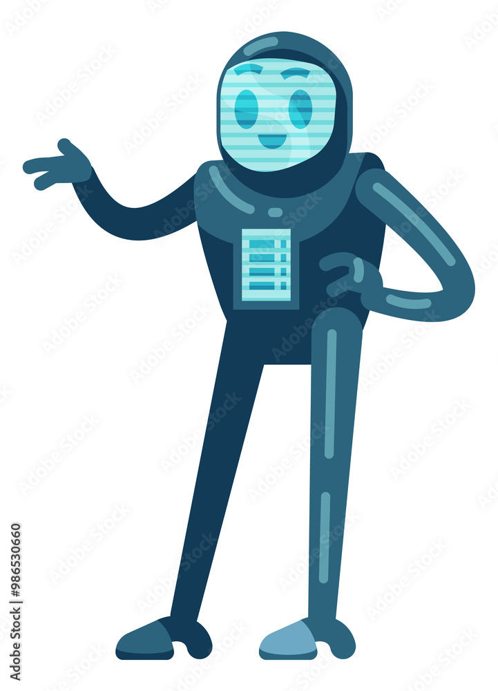 Futuristic android character. Cartoon robot. Cyber toy Futuristic android character. Cartoon robot. Cyber toy