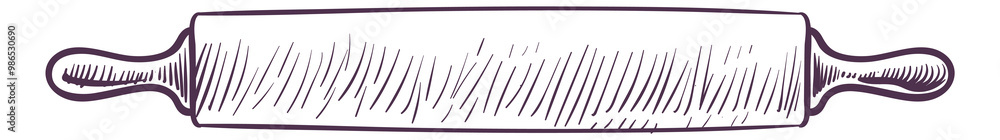 A drawing of a rolling pin with a purple background A drawing of a rolling pin with a purple background