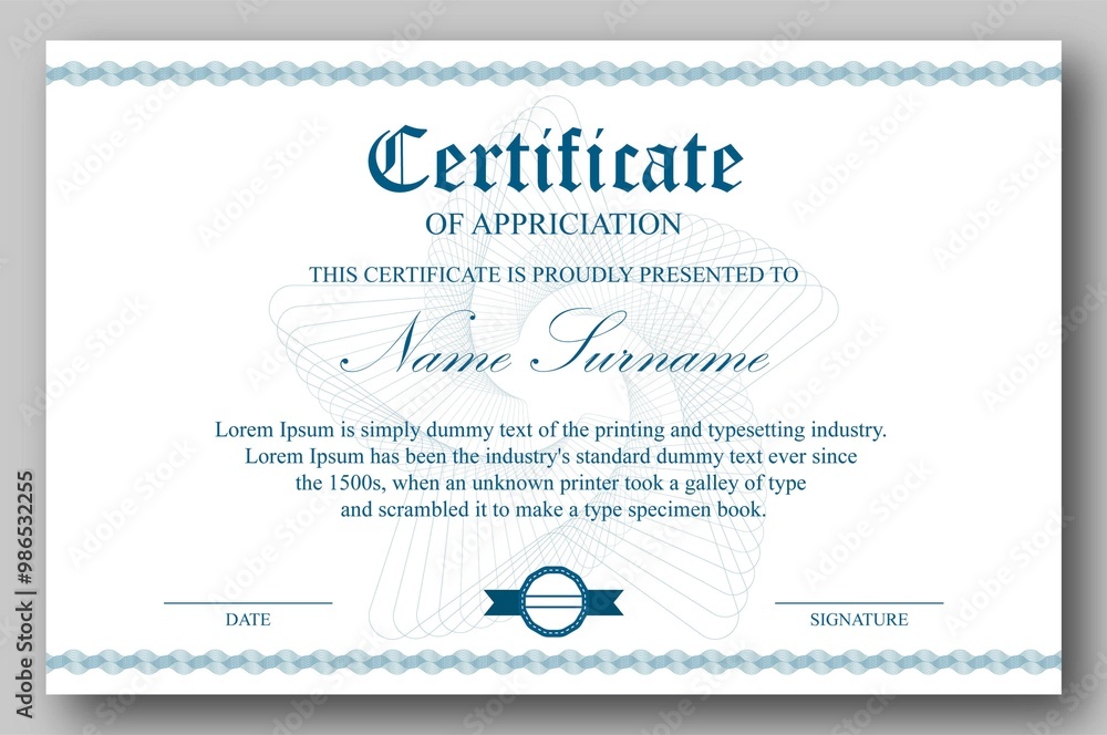 Editable Vector Guilloche Certificate Editable Vector Guilloche Certificate