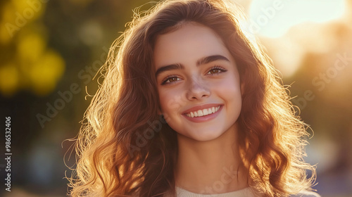 A young woman smiles gently, her smooth, hydrated skin glowing under soft lighting, the background blurred to emphasize her facial expression and fresh complexion.