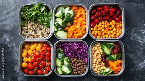 Healthy foods in multiple boxes