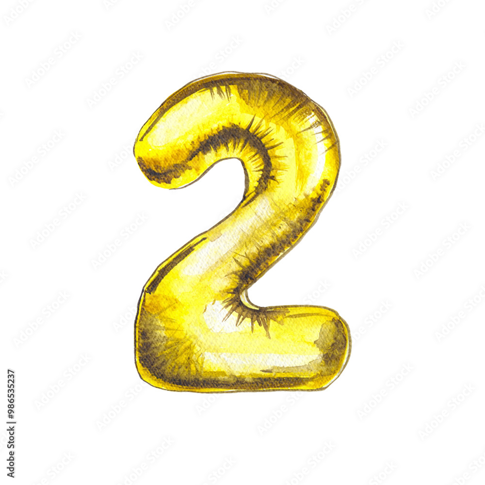 watercolor number two balloons set made of gold metallic foil, number shaped metallic balloon design for event decoration cards banners watercolor number two balloons set made of gold metallic foil, number shaped metallic balloon design for event decoration cards banners