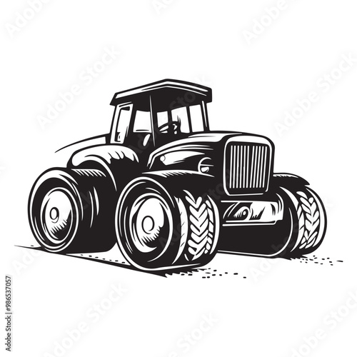 Road Roller Roller-Compactor or Steamroller cartoon Silhouette, compactor roller silhouettes. Heavy machinery for construction and mining