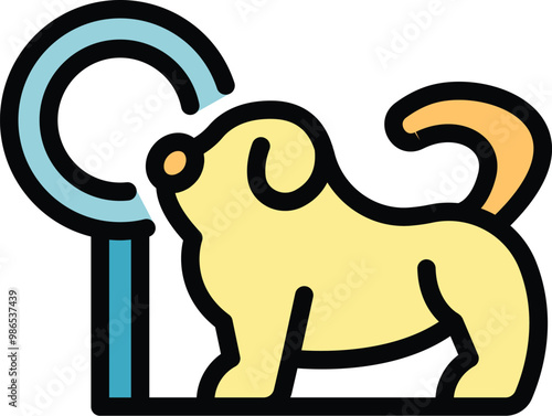 Curious dog sniffing a magnifying glass, representing the concept of pet investigation or finding a lost dog