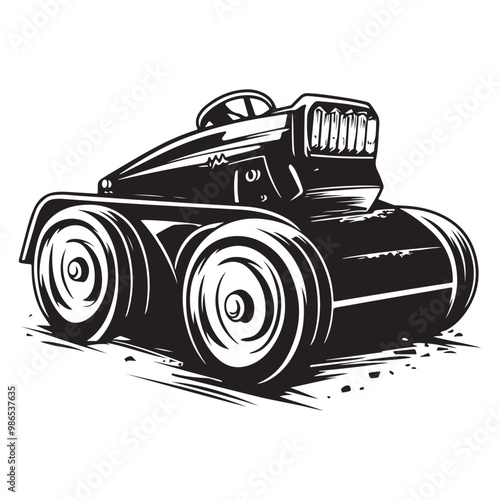 Road Roller Roller-Compactor or Steamroller cartoon Silhouette, compactor roller silhouettes. Heavy machinery for construction and mining