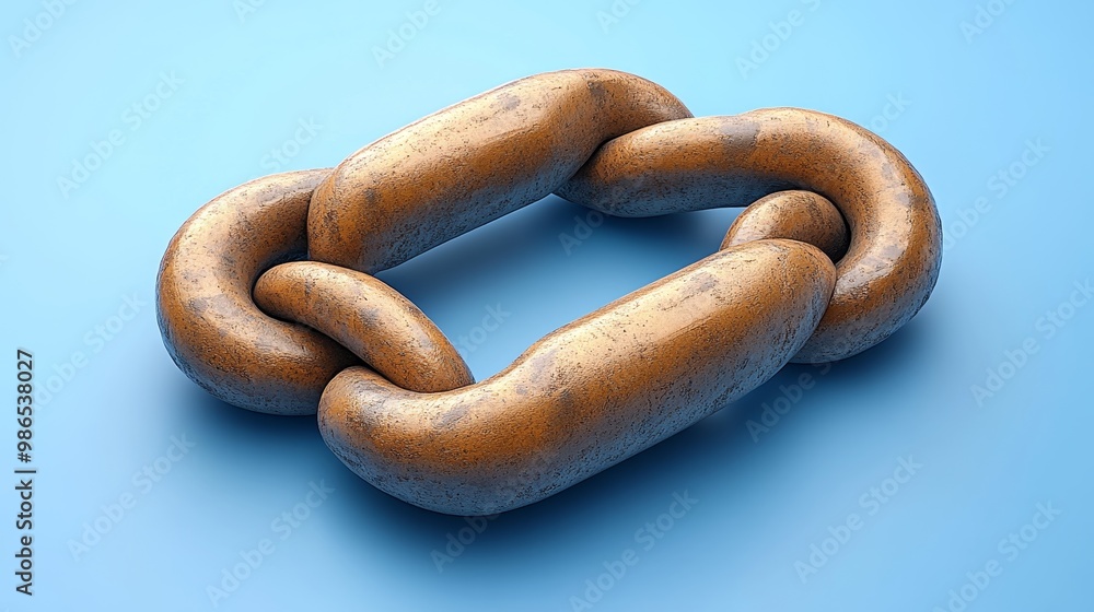 An artistic representation of a chain link on a blue background, highlighting strength and connection in modern design. An artistic representation of a chain link on a blue background, highlighting strength and connection in modern design.