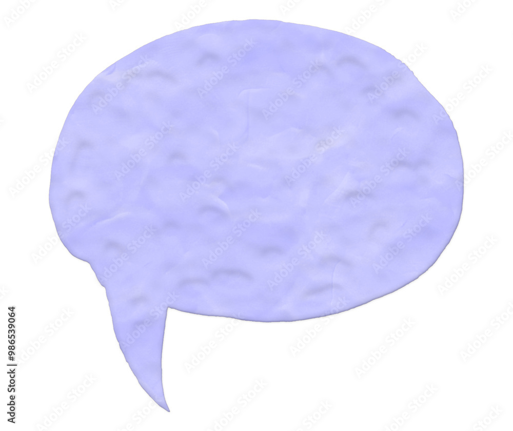 Speech bubble made from purple plasticine with a textured surface on a transparent background Speech bubble made from purple plasticine with a textured surface on a transparent background
