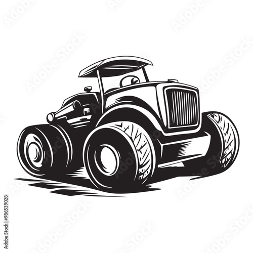 Road Roller Roller-Compactor or Steamroller cartoon Silhouette, compactor roller silhouettes. Heavy machinery for construction and mining