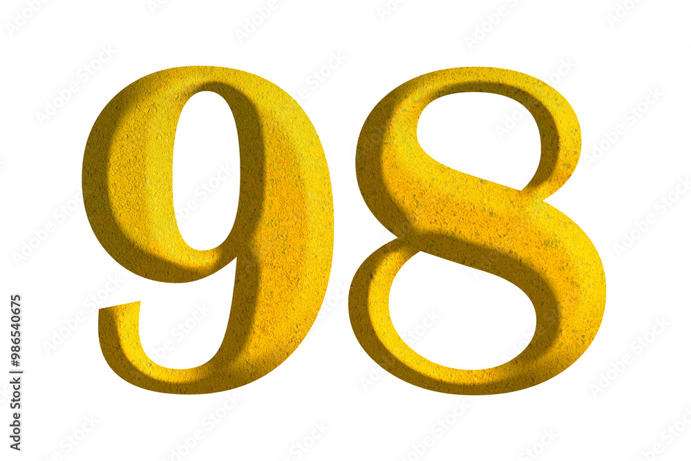 3d golden number 98, isolated on transparent background 3d golden number 98, isolated on transparent background