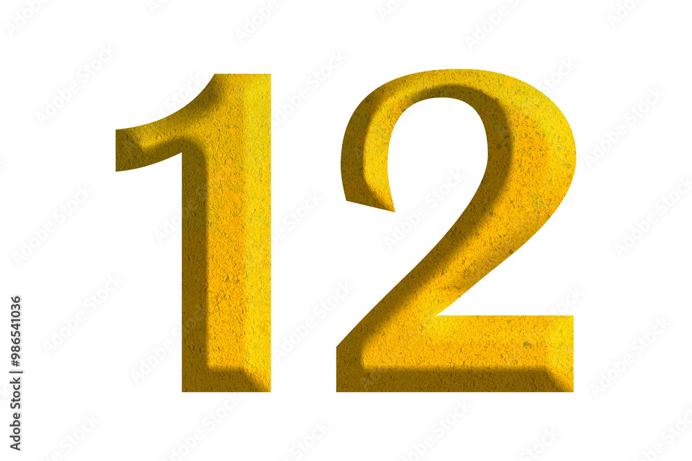 3d golden number 12, isolated on transparent background 3d golden number 12, isolated on transparent background