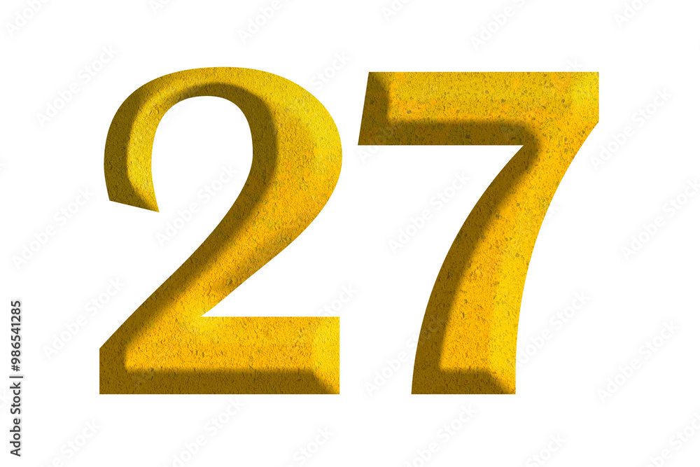 3d golden number 27, isolated on transparent background 3d golden number 27, isolated on transparent background