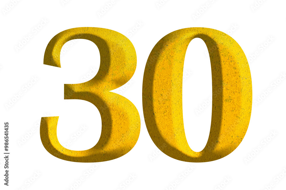 3d golden number 30, isolated on transparent background 3d golden number 30, isolated on transparent background