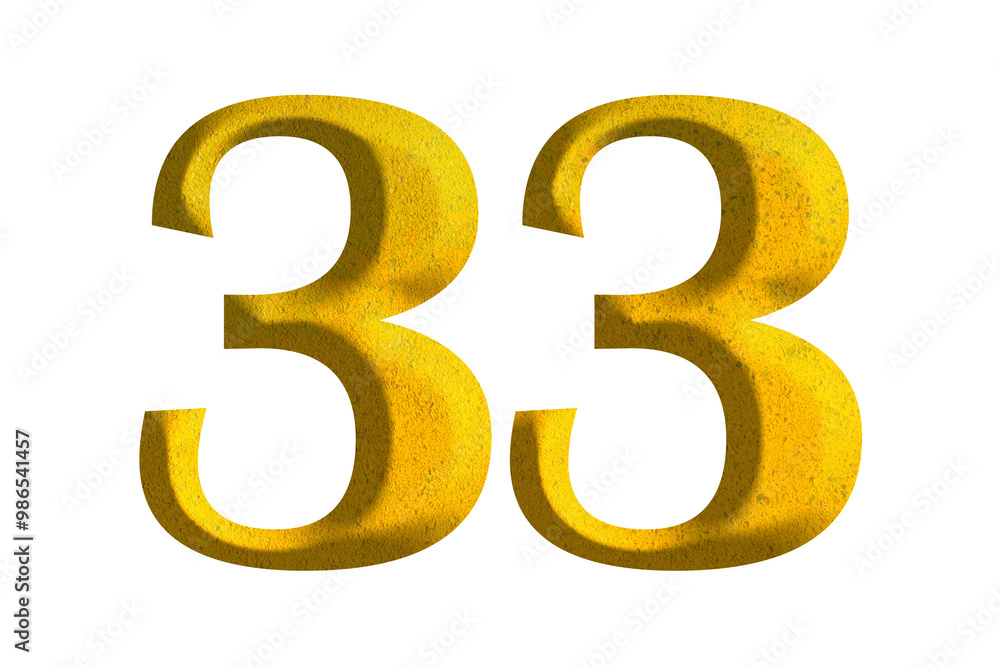 3d golden number 33, isolated on transparent background 3d golden number 33, isolated on transparent background
