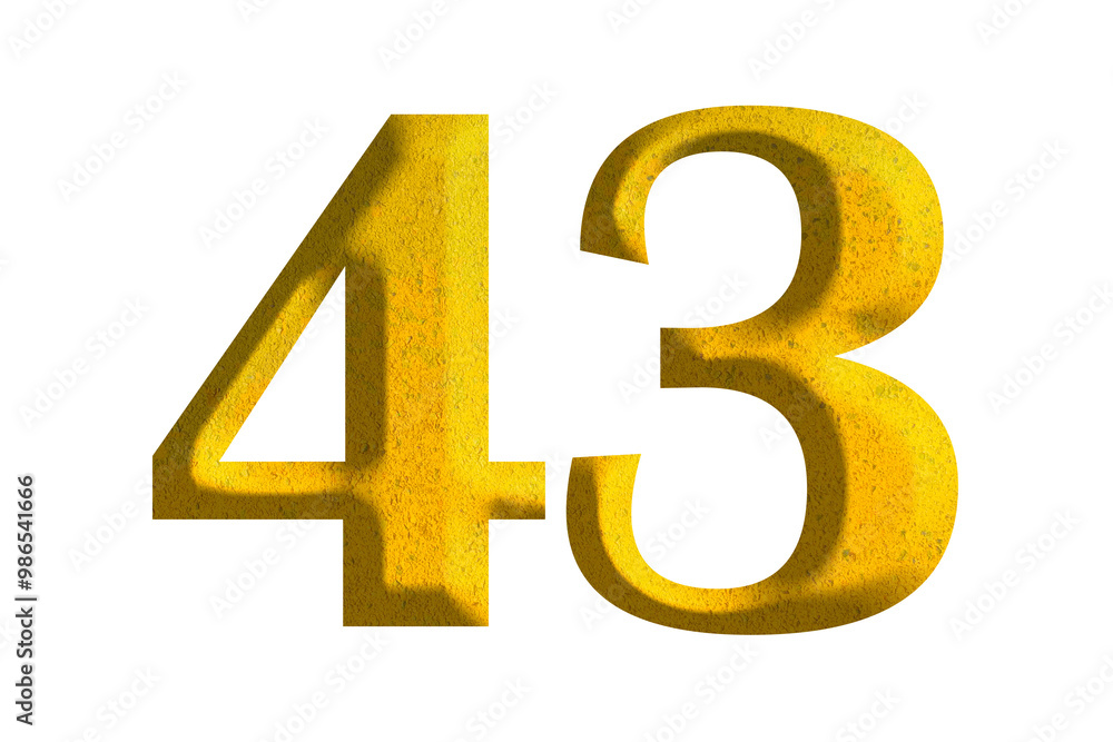 3d golden number 43, isolated on transparent background 3d golden number 43, isolated on transparent background