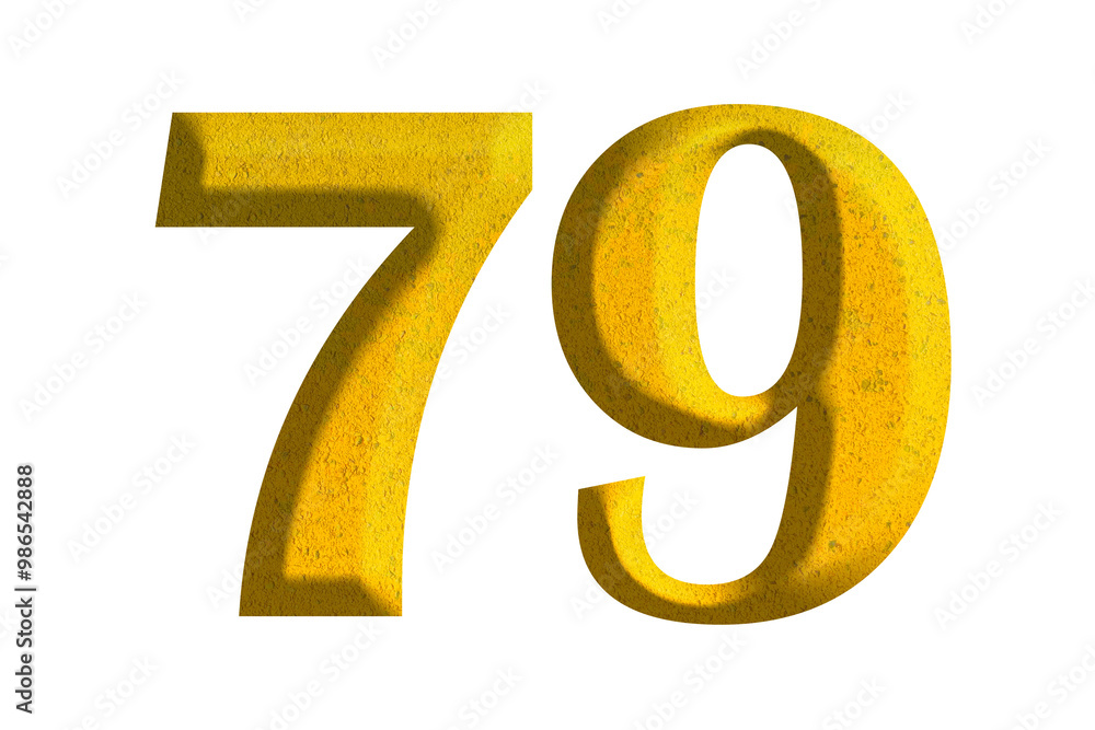3d golden number 79, isolated on transparent background 3d golden number 79, isolated on transparent background