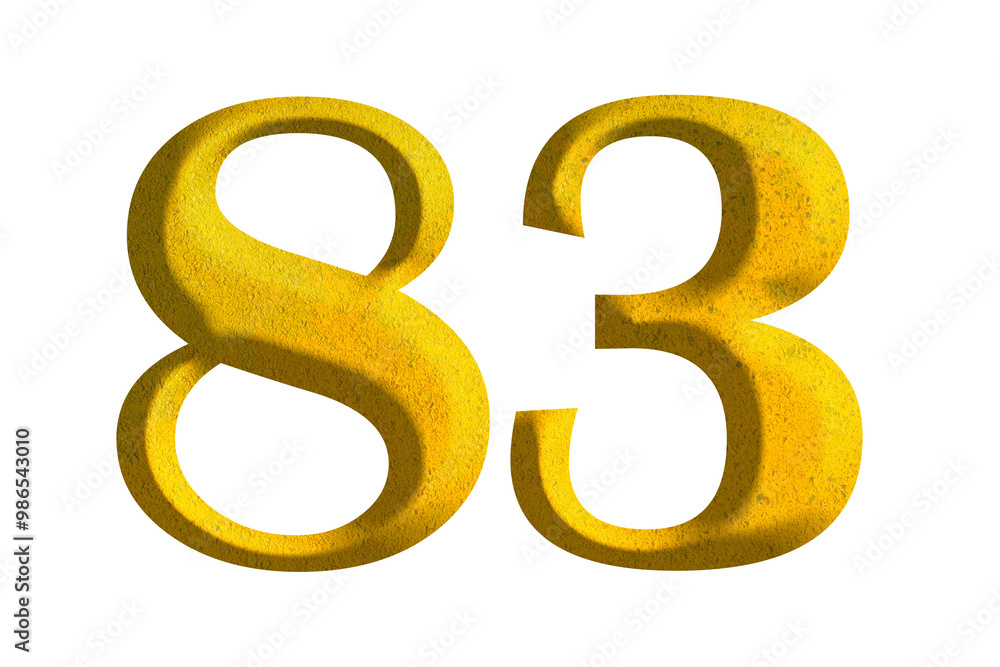 3d golden number 83, isolated on transparent background 3d golden number 83, isolated on transparent background