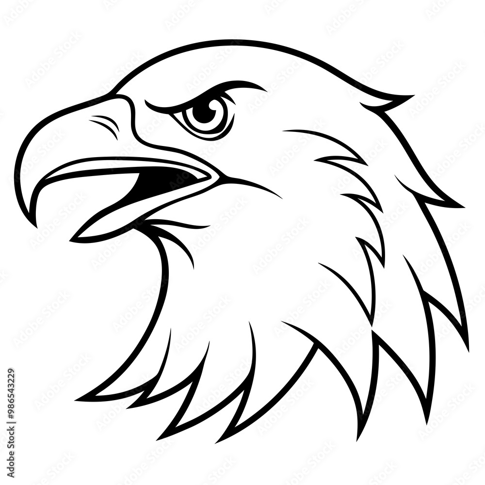 Obraz premium Bold Eagle Profile with Open Beak – Vector Design
