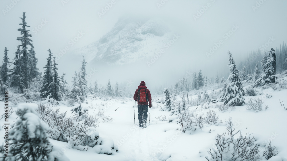 Brave the Wild: Hiker's Snowstorm Trek Through the Wilderness Brave the Wild: Hiker's Snowstorm Trek Through the Wilderness