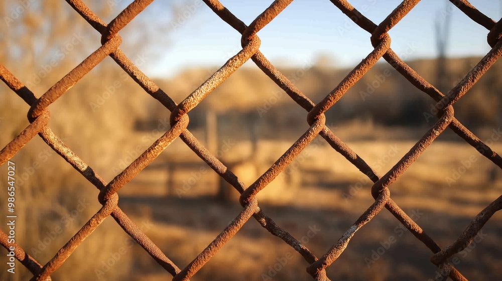 A detailed close-up of a rusted chain-link fence. A detailed close-up of a rusted chain-link fence.