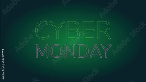 Cyber Monday typography on gradient green background 