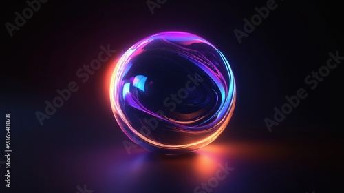 A glowing neon sphere with vivid colors of pink, blue, and purple, creating a futuristic and abstract light effect.