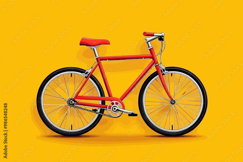 Fototapeta premium Red Bicycle on Yellow Background