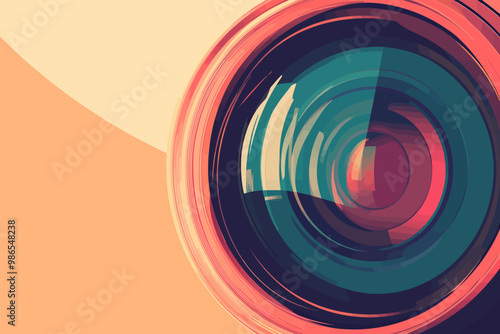 Camera Lens Close-up: A vibrant and captivating close-up of a camera lens, its intricate details and warm color palette hinting at a world of creativity and artistic vision.  