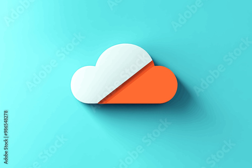 Cloud Computing: A minimalist and modern illustration of a cloud with a split color scheme, symbolizing the convergence of technology and innovation. Perfect for websites, presentations.