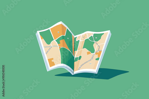 Adventure Awaits: A whimsical illustration of an open map, beckoning the explorer within.  Perfect for travel blogs, adventure guides, and wanderlust-inspired projects. 