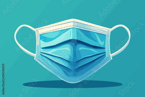 Protective Blue Face Mask: A detailed illustration of a light blue disposable face mask, offering a clean and modern visual for health and safety communications.  